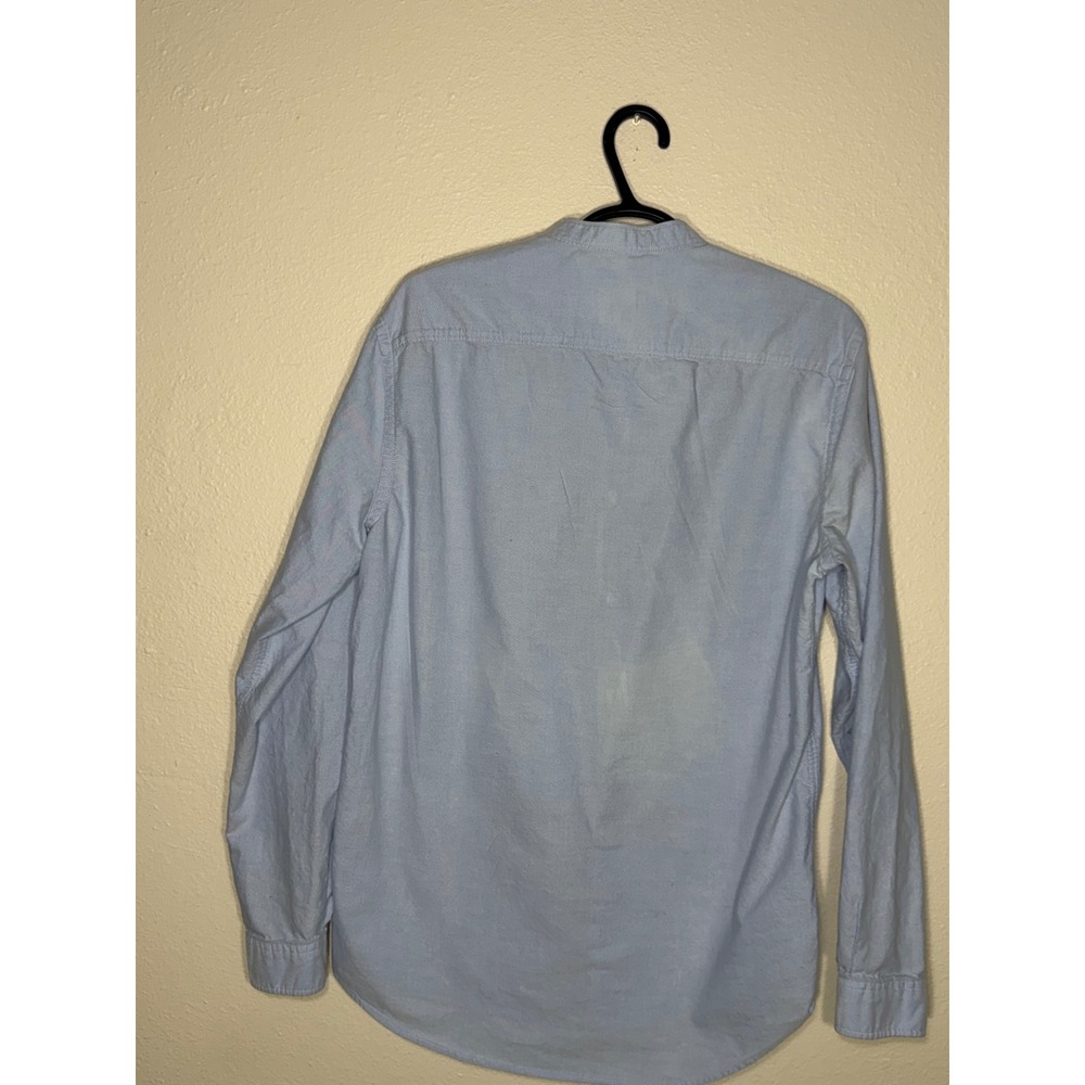 Zara Womens‎ Blue Band Collar Oxford Shirt Relaxed Fit Long Sleeve Size M - Picture 2 of 4